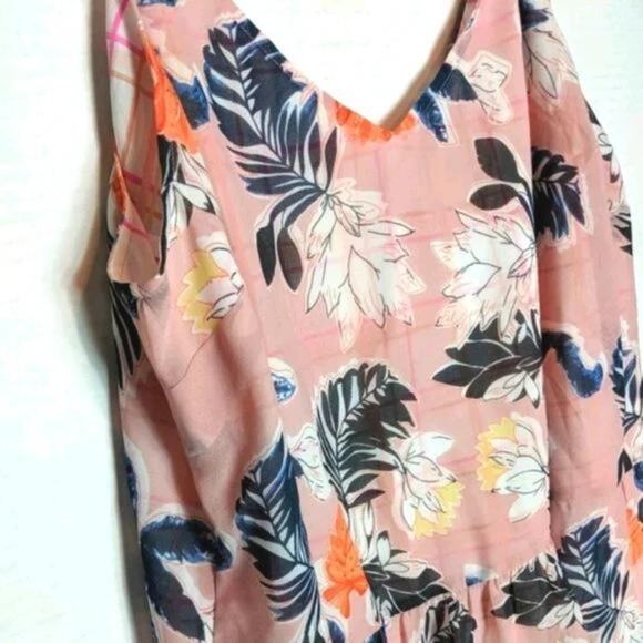 A NEW DAY Pink Tropical Floral Ruffle Dressy Tank Plus XXL NEW - Picture 3 of 7